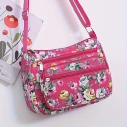 Stylish Floral Crossbody Bag, Multi Zip Casual Shoulder Purse with Adjustable Strap Wallets, for Everyday Outdoor Shoulder Bags