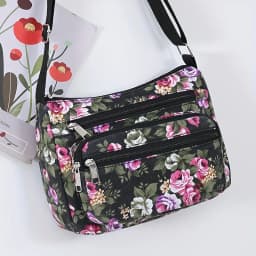 Stylish Floral Crossbody Bag, Multi Zip Casual Shoulder Purse with Adjustable Strap Wallets, for Everyday Outdoor Shoulder Bags