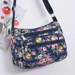 Stylish Floral Crossbody Bag, Multi Zip Casual Shoulder Purse with Adjustable Strap Wallets, for Everyday Outdoor Shoulder Bags