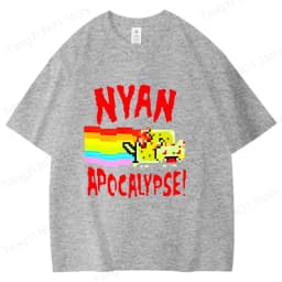 Nyan Apocalypse Print T-shirts for Women Men Summer Tee Shirt Nyan Cat Harajuku Cotton Round Neck Short Sleeve Boy Girl Tops Tee