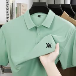 Brand Ice Silk Short Sleeve Men's Printed Polo Shirt High end Fashion Top 2026 Summer New Comfortable Breathable Casual T-shirt