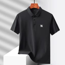Brand Ice Silk Short Sleeve Men's Printed Polo Shirt High end Fashion Top 2026 Summer New Comfortable Breathable Casual T-shirt
