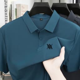 Brand Ice Silk Short Sleeve Men's Printed Polo Shirt High end Fashion Top 2026 Summer New Comfortable Breathable Casual T-shirt