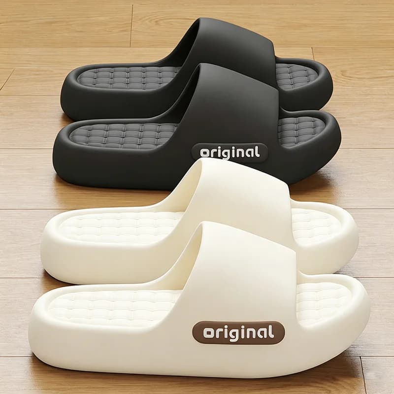 Summer Thick Platform Slippers For Women Indoor Thick Bottom Soft Home Shoes Woman Outdoor Non Slip Couple Beach Flip Flops