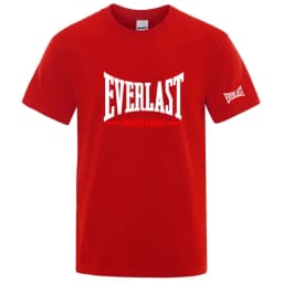 EVERLAST Boxing Logo Graphic T-Shirt Men Black Crew Neck Short Sleeve Casual Sports Training Streetwear Top