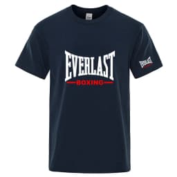 EVERLAST Boxing Logo Graphic T-Shirt Men Black Crew Neck Short Sleeve Casual Sports Training Streetwear Top