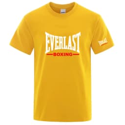 EVERLAST Boxing Logo Graphic T-Shirt Men Black Crew Neck Short Sleeve Casual Sports Training Streetwear Top