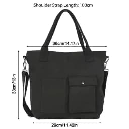 New Canvas Memorial Black Handbag Large Capacity Black Shoulder Bag Tote Bag Women's