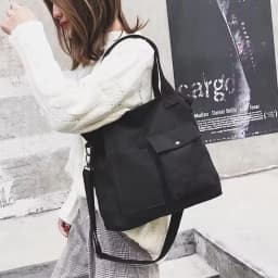 New Canvas Memorial Black Handbag Large Capacity Black Shoulder Bag Tote Bag Women's