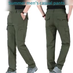 2026 Summer Men's Casual Cargo Trousers Outdoor Sports Pants Multi Pockets Tactical Pant Camping Fishing Men Clothing Thin Style