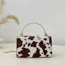 Summer Cow Print Ladies' Crossbody Bag Large Capacity PU Shoulder Bag Hand-held with Detachable Chain Underarm Handbag Tote Bag