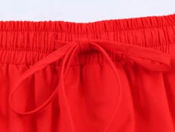 KONDALA Elegant Chic Red Midi Skirt Set Women Minimalist Trendy Puff Sleeve Shirt, Drawstring Skirt 2026 Spring Lady Leisure Set