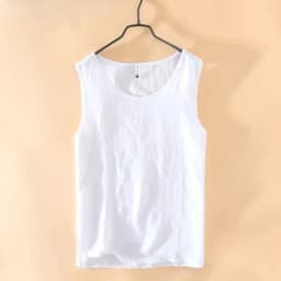 Men Cotton Linen Solid Tees Loose Lightweight Sleeveless Breathable Sweat-absorbent Vest Casual Outdoor Fitness Beach Tank Tops