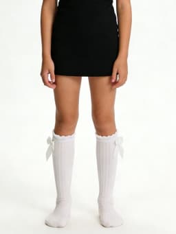 6 Pairs of Girls' White Bow Decorated Ankle-Length Stockings, Soft and Comfortable, Suitable for Daily Casual Wear as a Complete Outfit