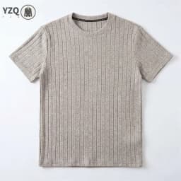 Men Basic Ribbed Crew Neck T Shirt Short Sleeve Casual Business Wear For Men Summer Daily And Office Use