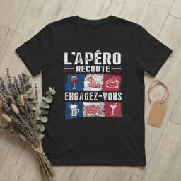 Men L'apero Recrute Engage-Vous T Shirt Aperitif French Quote Cotton Tops Funny Short Sleeve Round Neck Tee Classic T-Shirts