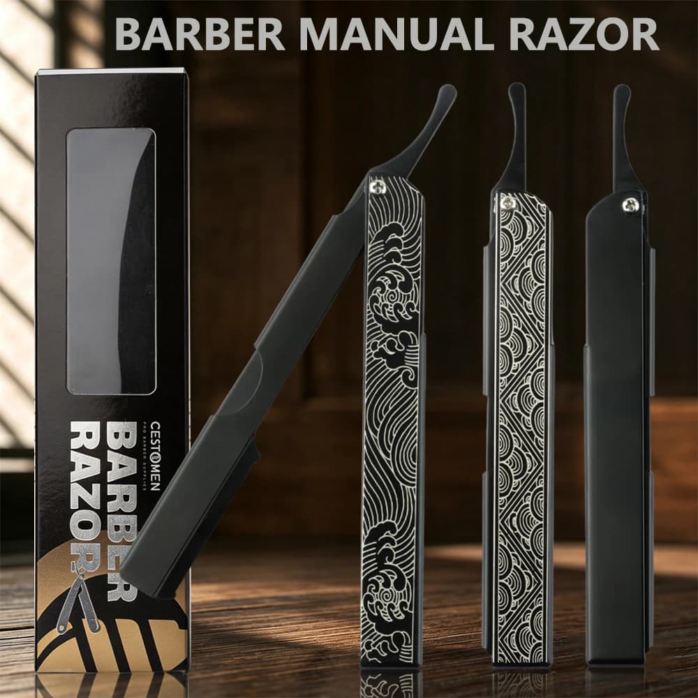 Professional Men Folding Shaving Razor Salon Replaceable Blade Manual Beard Razor Barber Hairdressing Hair Removal Razor Holder