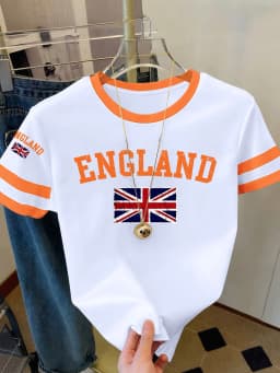 Summer Women's England Print Round Neck Short Sleeve T-Shirt Summer Graphic Te Jerseys Plus Size Sport T-Shirt Tops