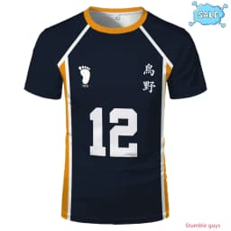 Men Casual Kids Clothes Boys Sportswear Haikyuu Nekoma Anime T-shirt Kuroo Kozume Volleyball Club Uniform Cosplay Tee