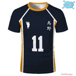 Men Casual Kids Clothes Boys Sportswear Haikyuu Nekoma Anime T-shirt Kuroo Kozume Volleyball Club Uniform Cosplay Tee