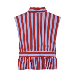 2026 Summer New Style Women's Shirt Striped Sleeveless Waist-Fitted Shirt with Bow Decoration Romantic Style Personality Fashion