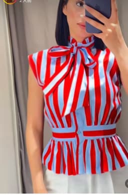 2026 Summer New Style Women's Shirt Striped Sleeveless Waist-Fitted Shirt with Bow Decoration Romantic Style Personality Fashion
