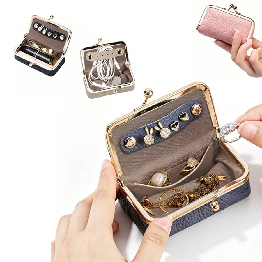 Women's Jewelry Storage Bag Small PU Leather Headphone Bag Ring Necklace Earring Accessory Box Storage Bag Mini Coin Purse