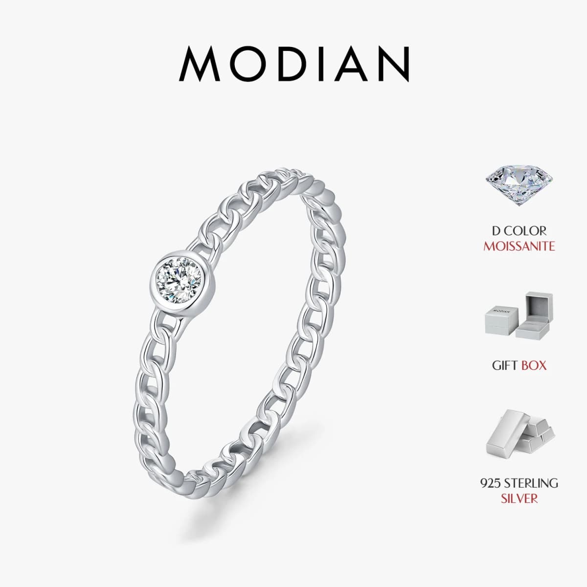 MODIAN Moissanite Lab Diamond Rings 925 Sterling Sliver Trendy Latch Design Rings Finger Rings For Women Office Fine Jewelry
