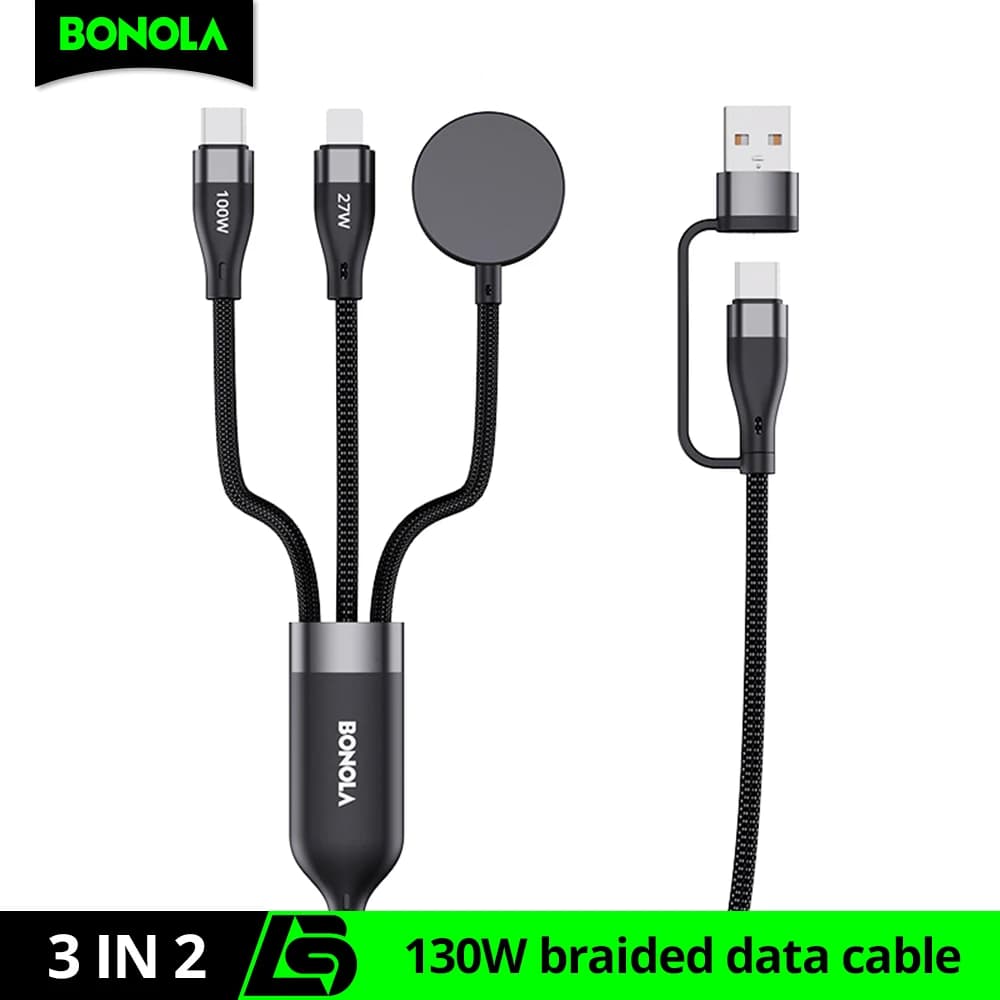 Bonola 3 in 2 USB Type C Cable for iPhone 17/16/15/14/13/12 Pro Charger Cable USB Type C Watch Charger Cable for Apple Watch