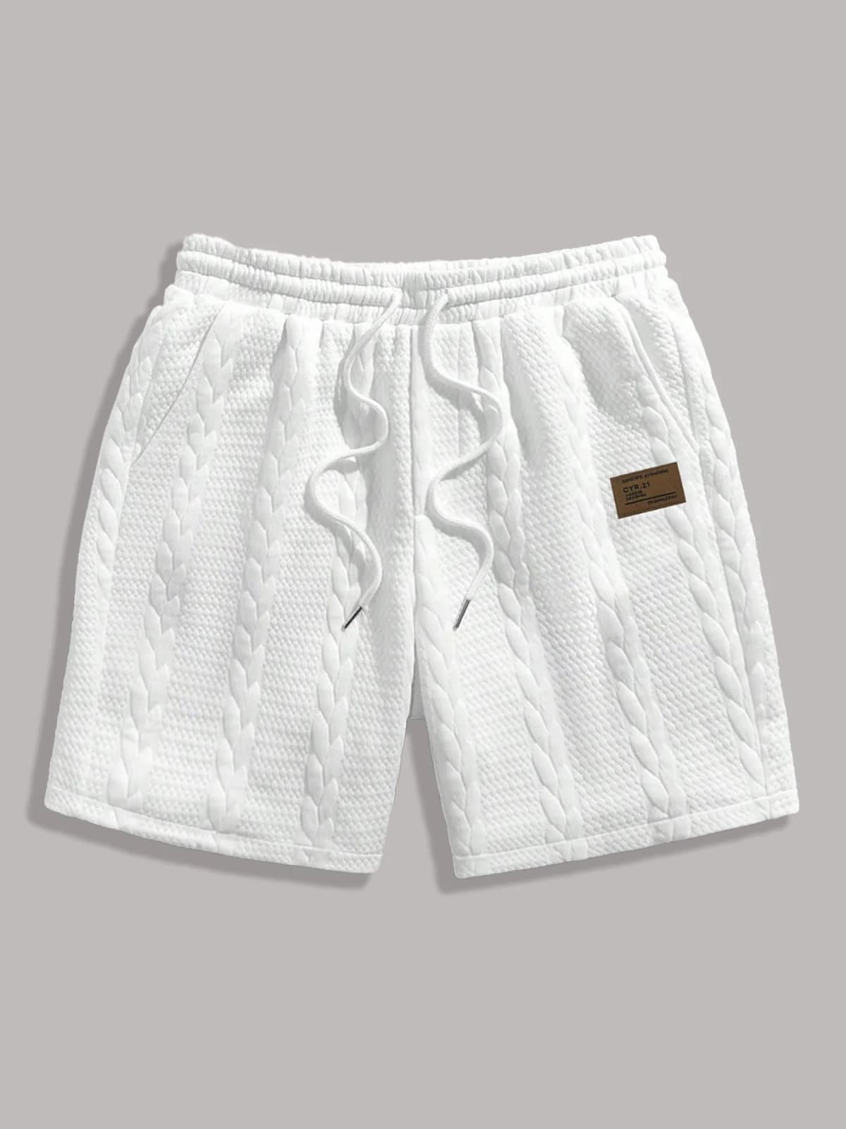 Men's Summer Solid Color Three-Dimensional Twist Pattern Elastic Waist Shorts Casual Sports Shorts