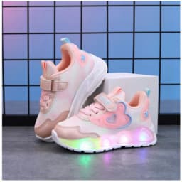 Kids'Casual Shoes Mesh Led Light Fashion Spring Shoes For Girls Anti-slip Breathable Flat Bottom Pink Purple Shoes Size 21-35