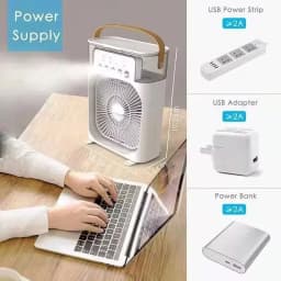 Lenovo Portable Fan 3 in1 Humidifier Air Adjustment LED Light Household USB Chargeable Air Conditioner Office Moisturizing Fan