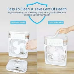 Lenovo Portable Fan 3 in1 Humidifier Air Adjustment LED Light Household USB Chargeable Air Conditioner Office Moisturizing Fan