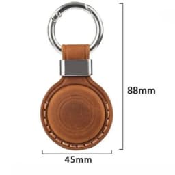 Vintage Crazy Horse Leather AirTag Keychain, Genuine Leather Case for Apple AirTag, Retro Protective Tracker Cover for Luggage