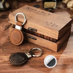 Vintage Crazy Horse Leather AirTag Keychain, Genuine Leather Case for Apple AirTag, Retro Protective Tracker Cover for Luggage