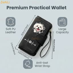 2D A White Puppy Maltese Dog Women Wallet Leather Wallets For Woman Long Zipper Large Ladies Clutch Bag Female Purse Card Holder