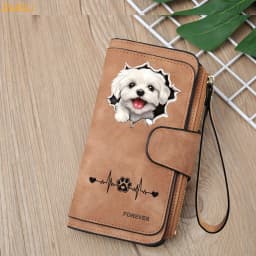 2D A White Puppy Maltese Dog Women Wallet Leather Wallets For Woman Long Zipper Large Ladies Clutch Bag Female Purse Card Holder
