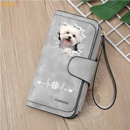 2D A White Puppy Maltese Dog Women Wallet Leather Wallets For Woman Long Zipper Large Ladies Clutch Bag Female Purse Card Holder