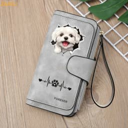 2D A White Puppy Maltese Dog Women Wallet Leather Wallets For Woman Long Zipper Large Ladies Clutch Bag Female Purse Card Holder