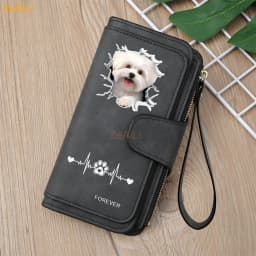2D A White Puppy Maltese Dog Women Wallet Leather Wallets For Woman Long Zipper Large Ladies Clutch Bag Female Purse Card Holder