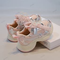 *Baby Sale Spring/Autumn Fashion Breathable Thick Sole Bow Beaded Sport Shoes Soft Walking Sports Casual Kid Vulcanized Shoes