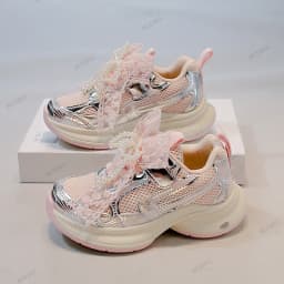 *Baby Sale Spring/Autumn Fashion Breathable Thick Sole Bow Beaded Sport Shoes Soft Walking Sports Casual Kid Vulcanized Shoes