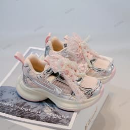 *Baby Sale Spring/Autumn Fashion Breathable Thick Sole Bow Beaded Sport Shoes Soft Walking Sports Casual Kid Vulcanized Shoes