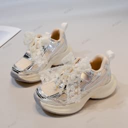 *Baby Sale Spring/Autumn Fashion Breathable Thick Sole Bow Beaded Sport Shoes Soft Walking Sports Casual Kid Vulcanized Shoes