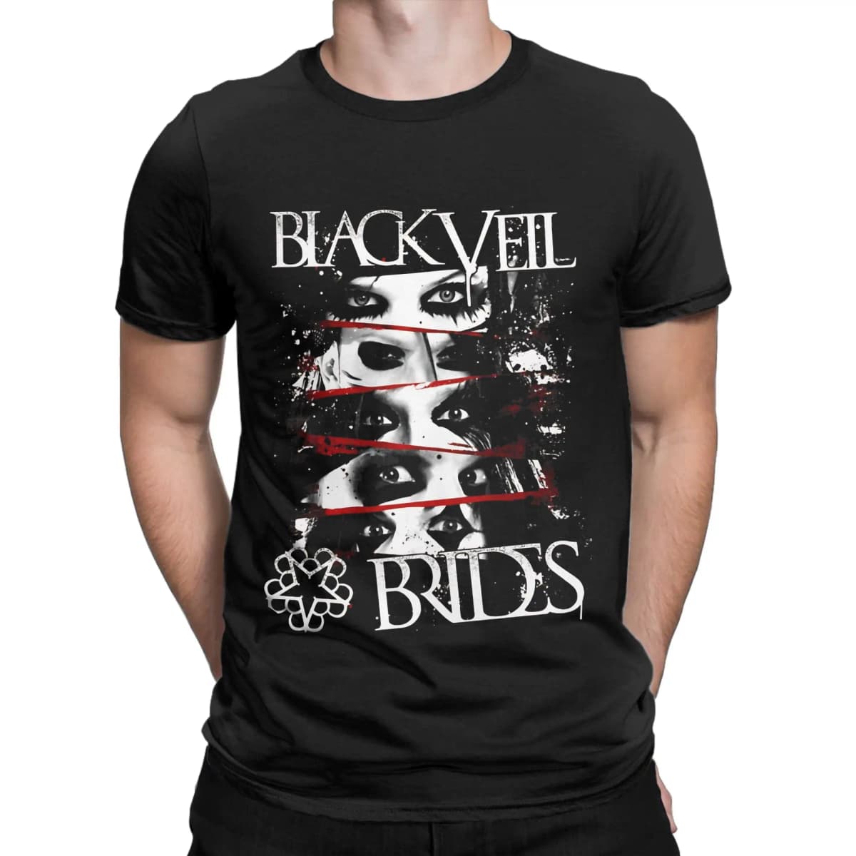 BLACK VEIL BRIDES BAND LOGO Funny 100% Cotton T-Shirt BLACK VEIL BRIDES Tops Tees For Men