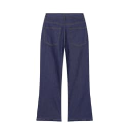 BSAY 2026 New Women's Denim Two Piece Set Puff Sleeve U-neck Blouse High Waist Wide Leg Jeans Casual Daily Wear Suit