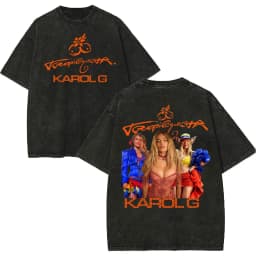 Vintage Washed Karol G Tropicoqueta Tour 2026 T-shirts Men Women Fashion Pop Music T Shirt Summer Casual Loose Cotton T-shirt