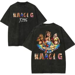 Vintage Washed Karol G Tropicoqueta Tour 2026 T-shirts Men Women Fashion Pop Music T Shirt Summer Casual Loose Cotton T-shirt