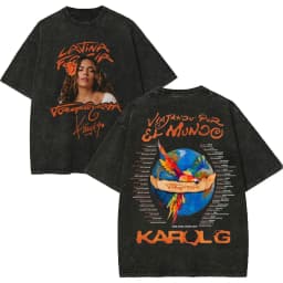 Vintage Washed Karol G Tropicoqueta Tour 2026 T-shirts Men Women Fashion Pop Music T Shirt Summer Casual Loose Cotton T-shirt