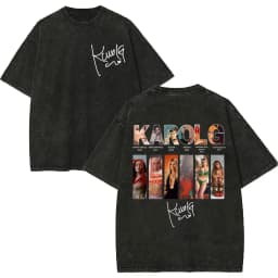 Vintage Washed Karol G Tropicoqueta Tour 2026 T-shirts Men Women Fashion Pop Music T Shirt Summer Casual Loose Cotton T-shirt